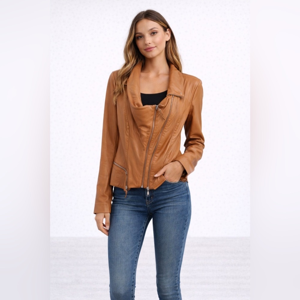 Nwot BLANKNYC Cognac vegan Leather Moto Jacket - Asymmetrical